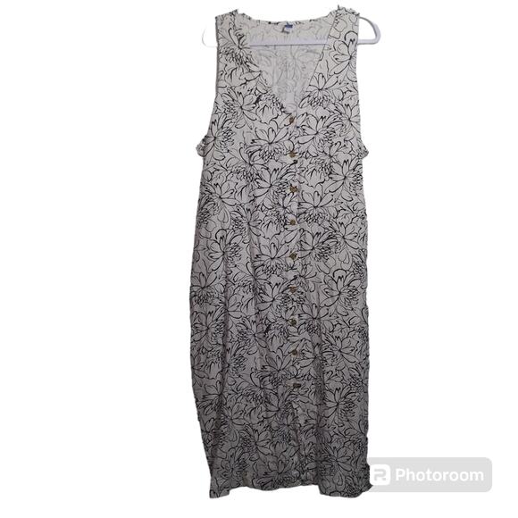 Old Navy Sleeveless Button-Front Linen-Blend Midi Shift Dress Size XXL - Picture 2 of 12